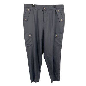 Torrid Relaxed Taper Studio Linen High Rise Cargo Pants Gray Lyocell - Size 18